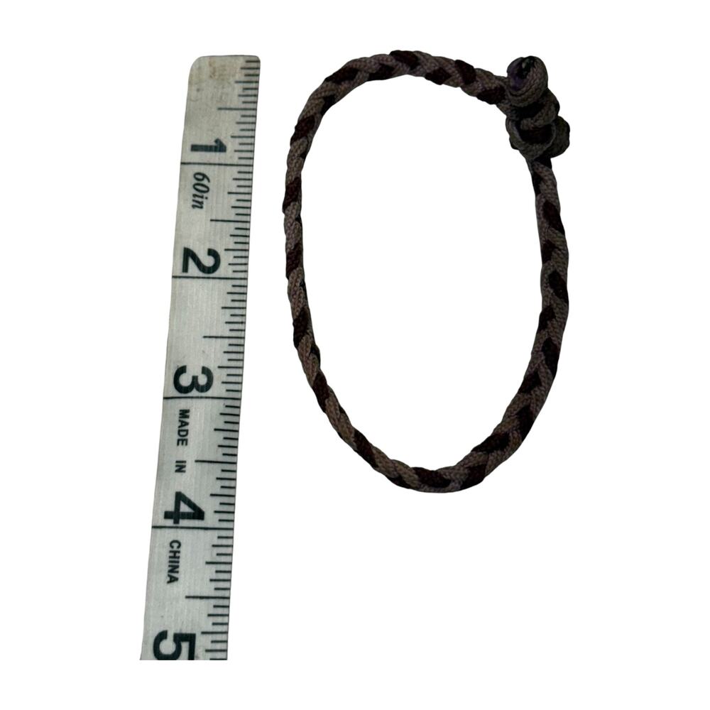 Handmade Braided Cord Bracelet Gray Brown Amethyst Bead Adjustable - Picture 4 of 6